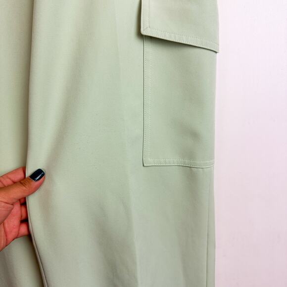 WHBM White House Black Market Light Green Wide Leg Cargo Pants HR 30” - 6 - Picture 3 of 10